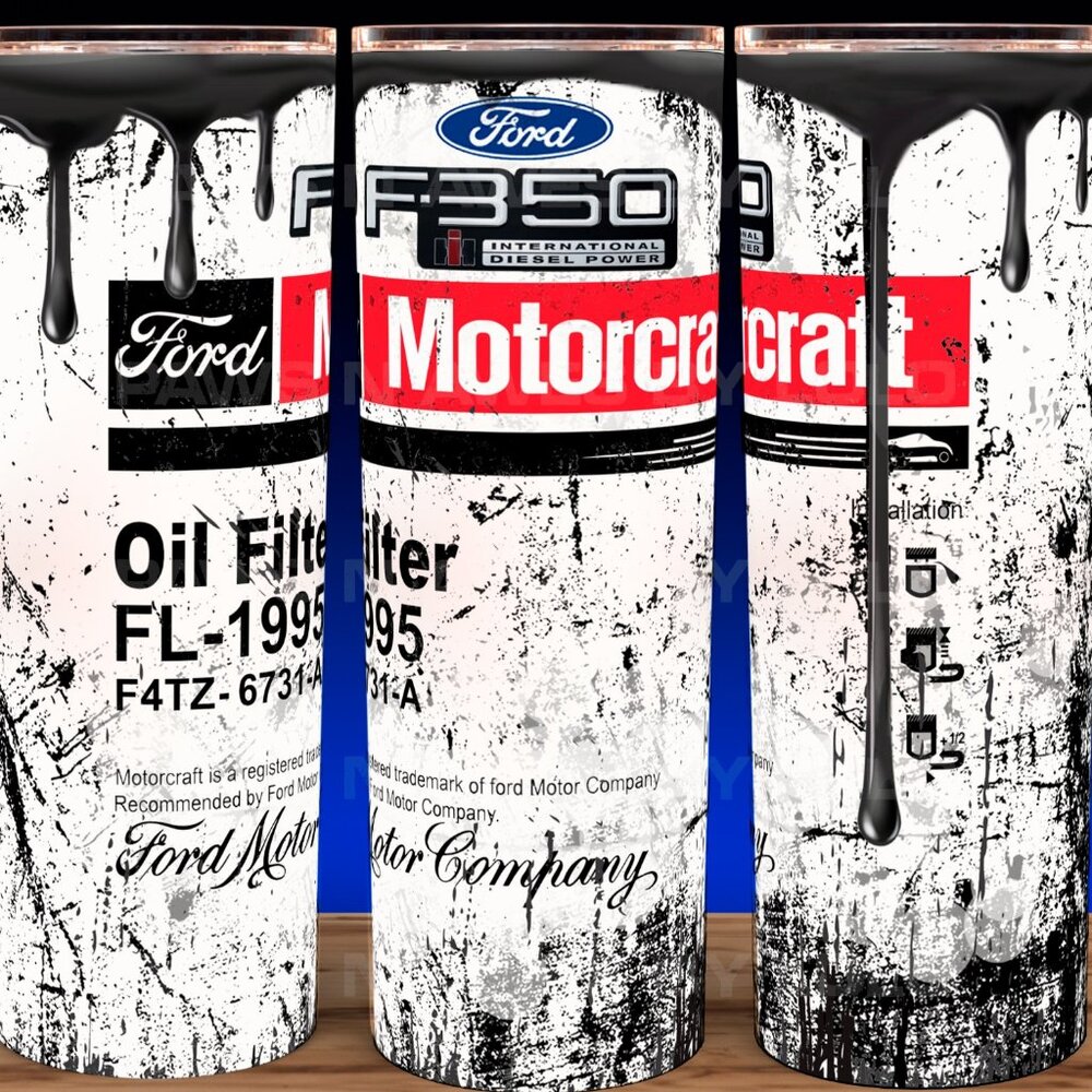 Ford F350 Motorcraft Diesel Distressed Oil Filter Cup Mug Tumbler 20oz